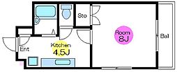 小宮ハイツ 1DKの間取図画像