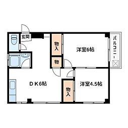 伊田ビル 2DKの間取図画像