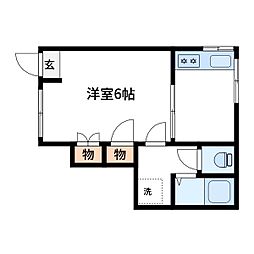 なかむら荘 1階1DKの間取り