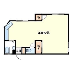 山惣マンション 4階ワンルームの間取り