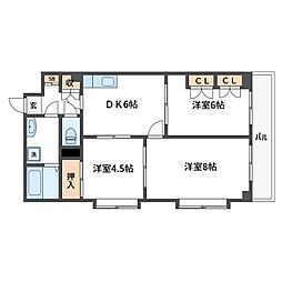 東京メトロ南北線 王子神谷駅 徒歩15分の賃貸マンション 4階3DKの間取り