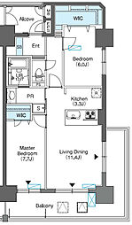 ロイヤルパークスリバーサイド 8階2LDKの間取り