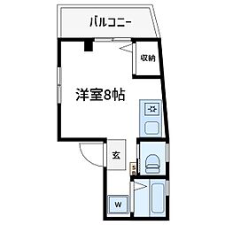 リベール弥生 4階ワンルームの間取り