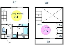ボアキャトル王子 2階1DKの間取り