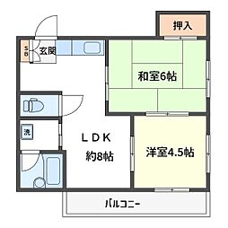メゾンサワダ 2階2LDKの間取り