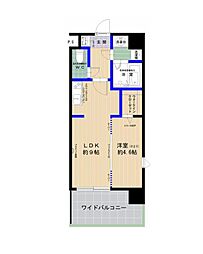 エムビルデべロップコアV 10階1LDKの間取り