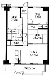 サンシティ朝霧 3LDKの間取図画像