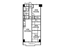 明石ダイヤハイツ2号棟 3LDKの間取図画像