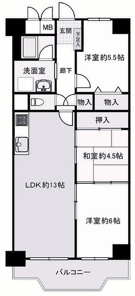 3LDK 間取り