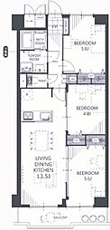 明石ダイヤハイツ2号棟 3LDKの間取図画像