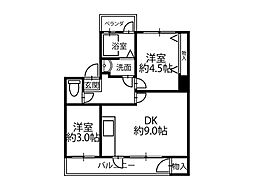 大蔵谷住宅 2DKの間取図画像