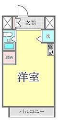 ダイヤモンドスクエア前橋 ワンルームの間取り