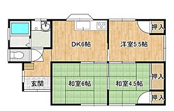 栫井貸家 1階3DKの間取り