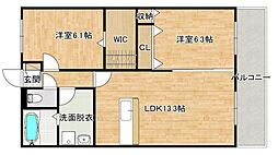 チェリーブロッサム久保原 3階2LDKの間取り
