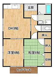 ハイツアザミ久保原 1階2DKの間取り