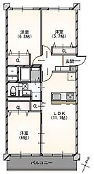 県ドリームハイツ17号棟 3LDKの間取図画像