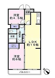 ラムズヒル蒔田 2LDKの間取図画像