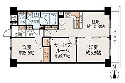 ライオンズマンション上大岡第6 2SLDKの間取図画像