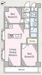 セザール希望ケ丘 2LDKの間取図画像