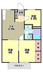 エステートピア桐 1階3LDKの間取り