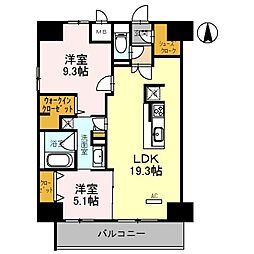 グラン　ラヴィ　レジデンス 13階2LDKの間取り