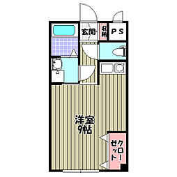 グレイス西山台 3階ワンルームの間取り