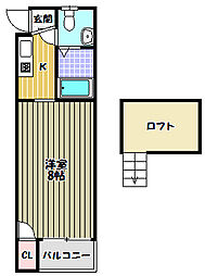 ラ・コート滝谷 4階1Kの間取り