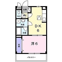 マーベラス 1階1DKの間取り