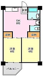 ビレッジハウス泉北栂タワー 2DKの間取図画像
