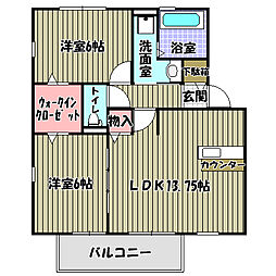 オリーベンハウス高辺 2LDKの間取図画像