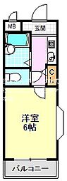コスモビクトリー 1Kの間取図画像