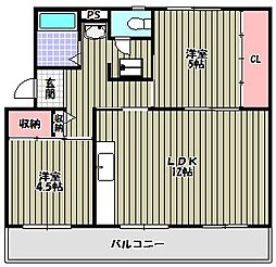 ヴィラナリー狭山10号棟 2LDKの間取図画像