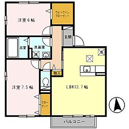 プルミエール 2LDKの間取図画像