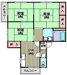 サンハイツB 3DKの間取図画像