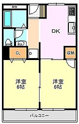 アクセス久野喜台マンション 2DKの間取図画像