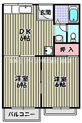 トータスメール 2DKの間取図画像