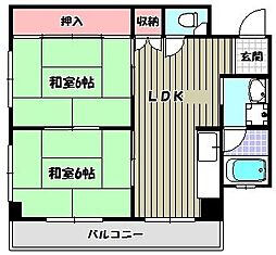 金剛東マンション 2LDKの間取図画像