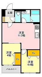 レジーナ本町 2LDKの間取図画像
