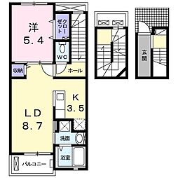 プチフローラ北野田3 1LDKの間取図画像