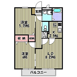 エスポワール 2LDKの間取図画像