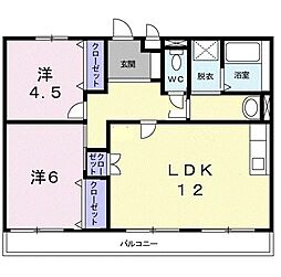 ソルジェンテ金剛 2LDKの間取図画像