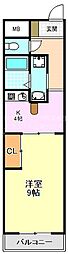 サンパティークちぐさ2 1Kの間取図画像
