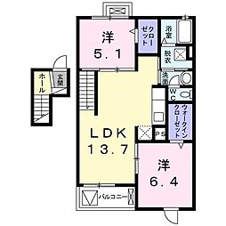 タキヤマレジデンス 2LDKの間取図画像