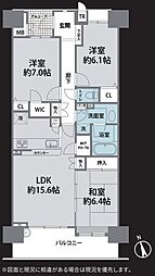 オアセス市川 3LDKの間取図画像