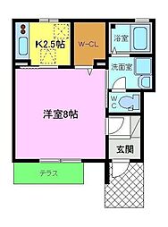 ヒルズコート 1Kの間取図画像