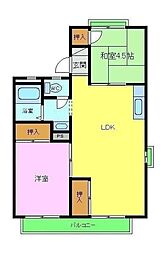 エルハイツ金剛西棟 2LDKの間取図画像