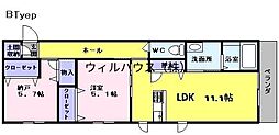 シャーメゾントモ 2LDKの間取図画像