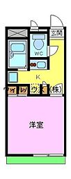 レオパレス陶器 1Kの間取図画像