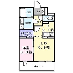 高石市高師浜4丁目マンション 1LDKの間取図画像