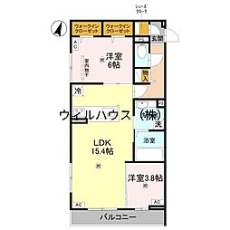 グランヴェールVII 2LDKの間取図画像